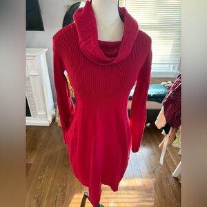 Style & Co. Vibrant Red Cowl Neck Dress Valentine’s Day cotton viscose angora